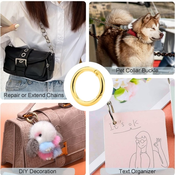 NEW 2 Pack Gold round carabiner snap clip - Picture 3 of 7